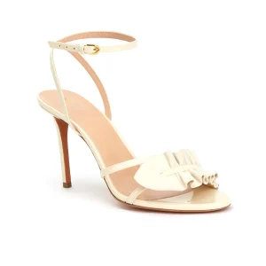 Sandales Almudena en suède beige et talon haut - Maison Skorpios par Adriana Abascal