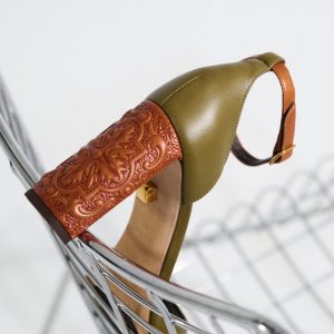 Sandales Valentina Maca en cuir Nappa vert et talon haut - Maison Skorpios par Adriana Abascal