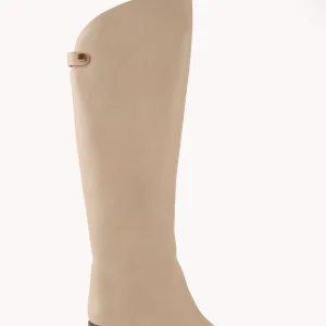 Bottes Adry en cuir Nappa beige et talon moyen - Maison Skorpios par Adriana Abascal