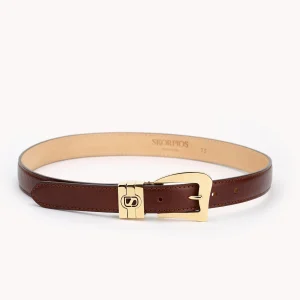 Ceinture Casual en cuir de veau marron - Maison Skorpios par Adriana Abascal