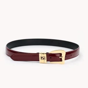 Ceinture Casual en cuir de veau glacé bordeaux - Maison Skorpios par Adriana Abascal