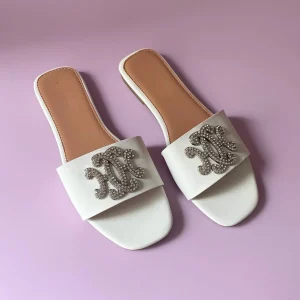 Claquette à motif - Blanc