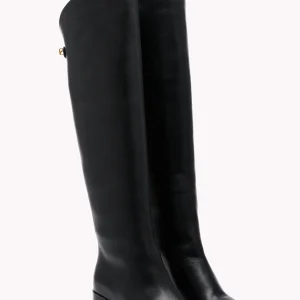 Bottes Adry Up en cuir piper noir et talon moyen - Maison Skorpios par Adriana Abascal