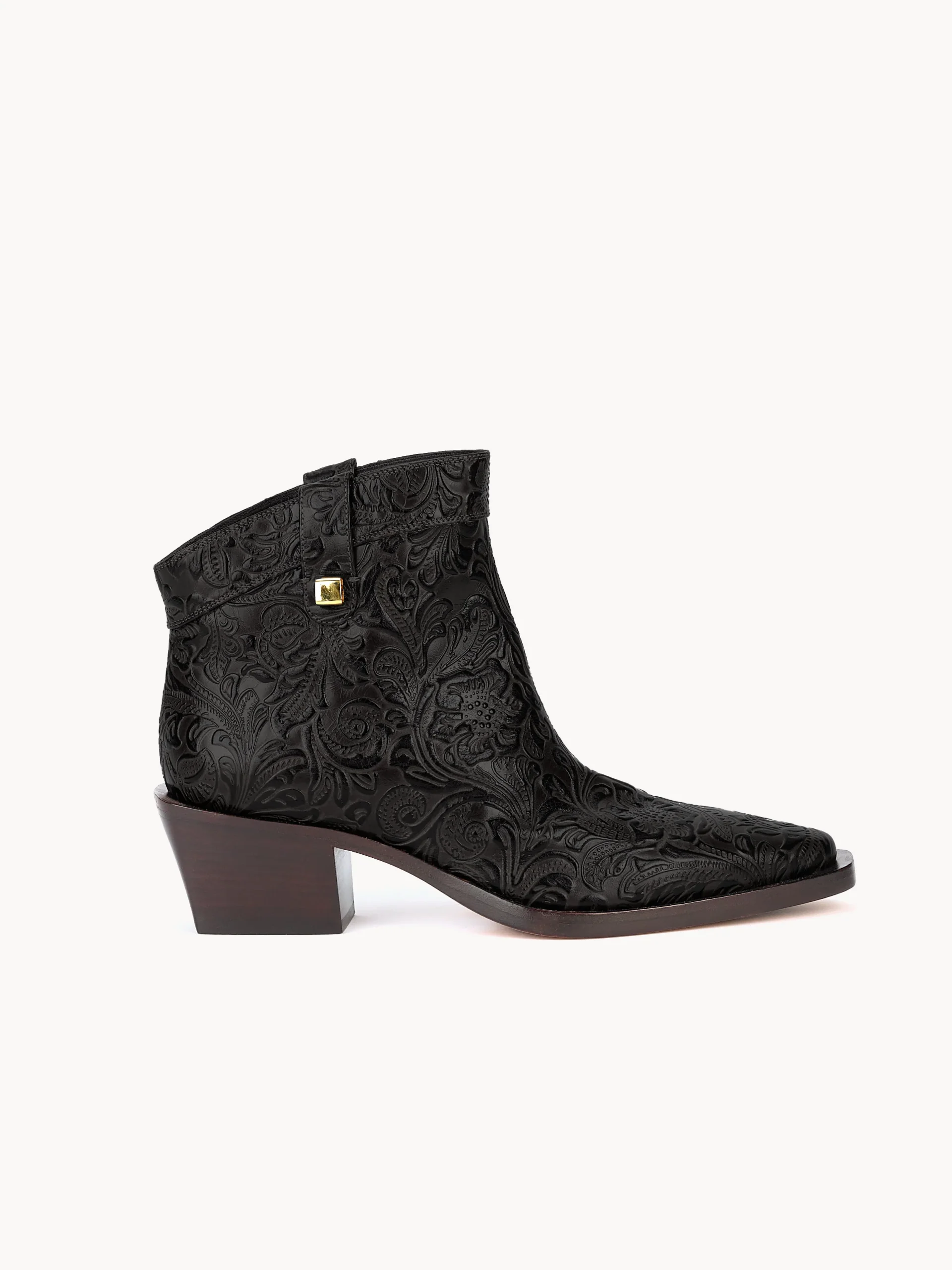 Bottines western Alexandra Borgia en cuir embossé floral noir - Maison Skorpios par Adriana Abascal – Image 2