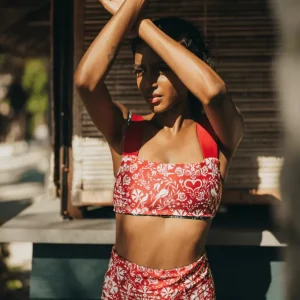 HAUT DEUX PIÈCES MARGARITA Red birds - Blue birds