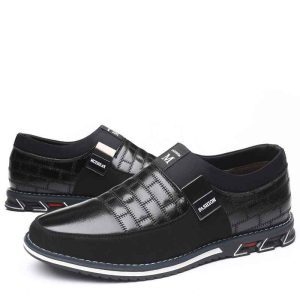Sneakers Cuir Véritable XPAY pour Homme - Baskets Sport Respirantes Noires Grandes Tailles