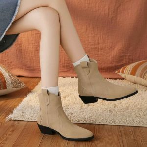 Bottines Femme Grandes Tailles en Daim avec Talons Épais - Confort et Élégance