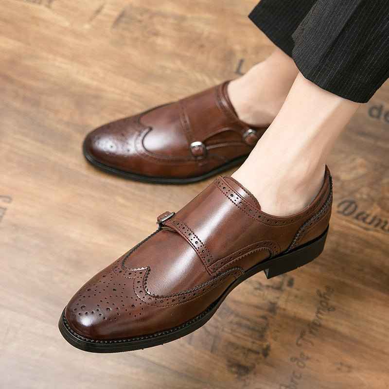 Richelieu Homme Chaussures en cuir italiennes pour hommes avec boucle élégante – Image 3